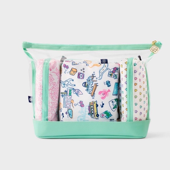 💚💗🩵Roller Rabbit x Target 4pc Multi-Purpose Pouch Set White/Teal - Picture 4 of 7